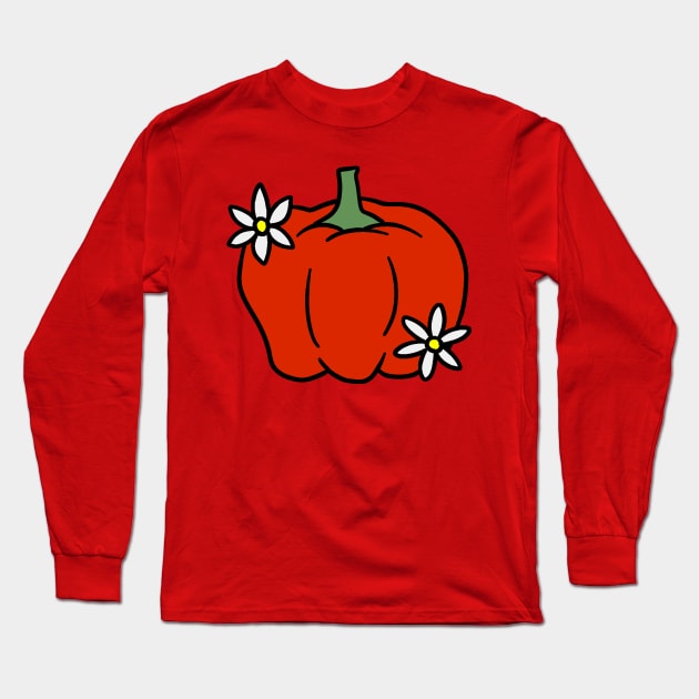 Red Bell Pepper with Pepper Blossoms Long Sleeve T-Shirt by saradaboru